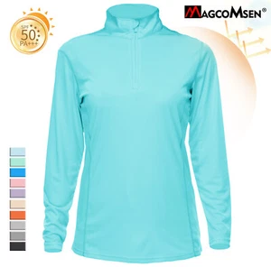 Womens UPF50+ Sun Protection Shirts 1/4 Zip Up Long Sleeve Outdoor Casual Shirts - Picture 1 of 56