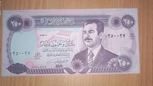 Error Ink Printing 250 Iraqi Dinar 1995 Saddam P-85 EMERGENCY Iraq Paper Money - Picture 1 of 3