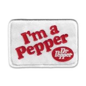 I'M A PEPPER IRON ON PATCH 3.5" Dr Pepper White Red Embroidered Retro Applique - Picture 1 of 2