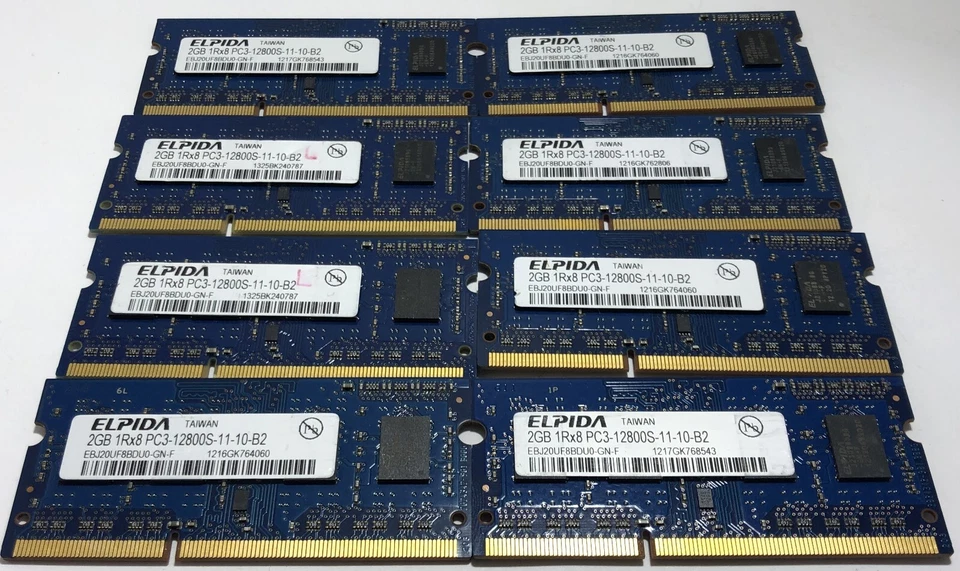 8x Elpida Laptop Ram 2GB PC3 EBJ20UF8BDUO-GN-F - Image 1 of 2