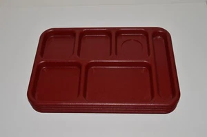 Set of 4 Cambro 6 Compartment Divided Lunch Trays Red School Cafeteria Trays - Picture 1 of 10