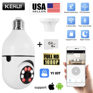 Wireless Security 360° 1080P IP E27 Light Bulb Camera Wi-Fi IR Night Smart Home - Picture 1 of 39