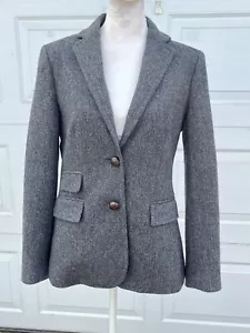 J Crew Hacking Damen Fischgrätmuster Wolle Blazer Preppy 4 - Bild 1 von 5