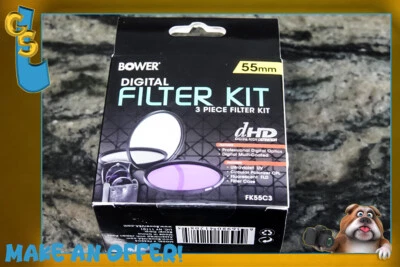 Bower 55mm Video Filter Kit with UV, CPL,  FL-D Filter #FK55C3 - NEW + Free Ship - Image 1 of 4