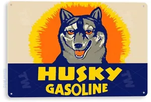 Insegna Husky benzina gasolio, stazione di servizio, garage, negozio auto, insegna di latta retrò B825 - Foto 1 di 3