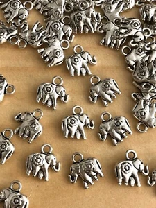 Dijes Elefante 70 con Borlas de Flores 12 X 11m X 3.5mm Agujero es 2mm - Imagen 1 de 2