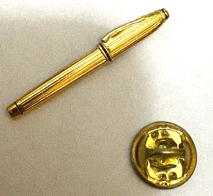 Cute Novel Gold Tone Metal Fountain Pen Lapel Pin Badge - Picture 1 of 3