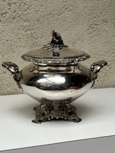 Antique French Elegant Large Sterling Silver Lidded Sugar Bowl Hallmarked 19th C - Picture 1 of 8