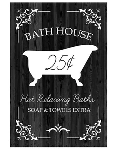 Bathroom Sign Decor for Farmhouse Wall - Bathhouse Hot Relaxing Bath - Picture 1 of 6