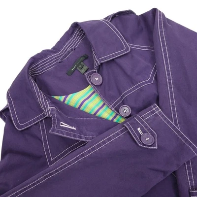 Marc Jacobs Denim Trench Coat Women L Lined Covered Placket Contrast Stitch - Image 1 of 4