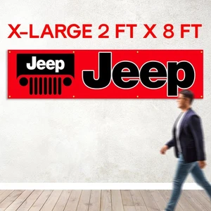 Jeep Flag Banner 2x8 Ft Garage Car Show Wall Gift New!! Man Cave FREE Shipping - Bild 1 von 16