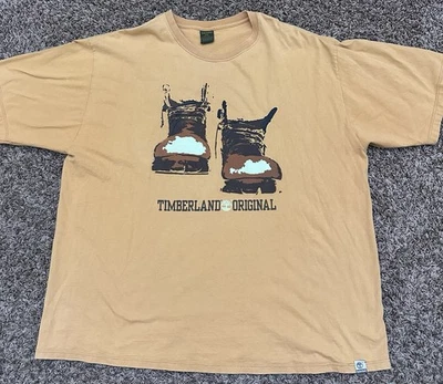Vintage Timberland Original T-Shirt Tan Beige Yellow 90s Mens Size 3XL - Image 1 of 4
