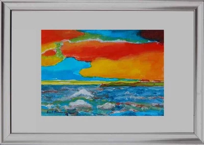 Original Gemälde von Ernst Fermen *1947, Aufkommende Flut - Hallig/Nordsee 1978 - Bild 1 von 4