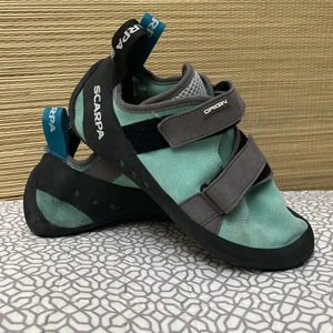 Scarpa Origin Climbing Shoes Green/Black Size EU 42 US 10 UK 8 Hook & Loop - Picture 1 of 12