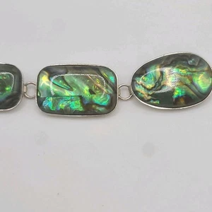 Lucas Lamath Abalone Bracelet Sterling Silver Toggle 7.5" - Picture 1 of 10