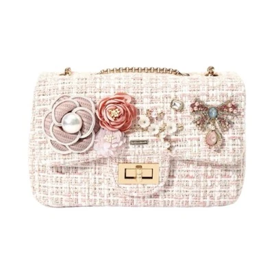 NEW PINK TWEED SHOULDER BAG HANDBAG CROSS BODY BAG STUNNING SAME DAY DESPATCH - Image 1 of 3