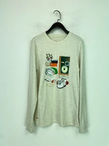 Jordan Beige Graphic Print Long Sleeve T-Shirt Crew Neck UK XS - Picture 1 of 10