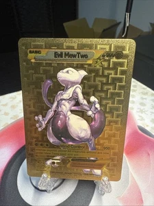 Evil Mewtwo EX Gold Foil Fan Art Display Card Mind Control Card Hp999💥💥💥 - Picture 1 of 2