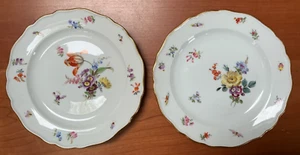 Meissen Porzellan Teller, Blumenbouquet,Insekten, Gold,1.Whl - Bild 1 von 2