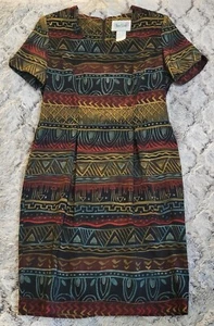 Vintage 90s Olivia Rose Shift Dress - 12M Bohemian Aztec  - Bild 1 von 10
