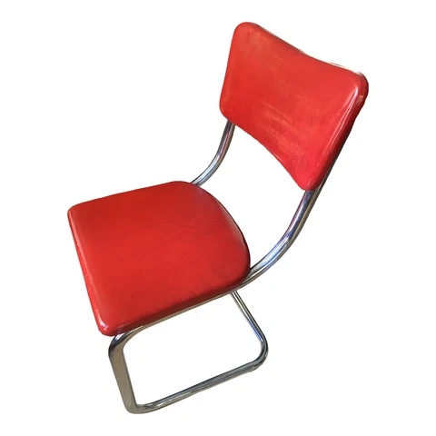 Mid-Century Kem Webber- LLoyd Red Vinyl Art Deco Lounge Chair Cover