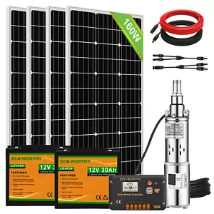 24V Deep Well Pump Borehole for Garden Pool Submersible Kit & Battery - Picture 1 of 11