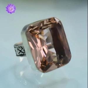 morganite Gemstone 925 Sterling Silver Ring Handmade Jewelry Ring For Gift - Picture 1 of 3