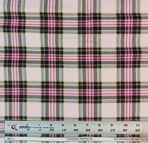Pink Black Plaid Cotton Flannel Marcus Brothers 63 x 43 - Picture 1 of 1
