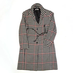 TREND LINE Womens Overcoat Jacket White Houndstooth M - Picture 1 of 6