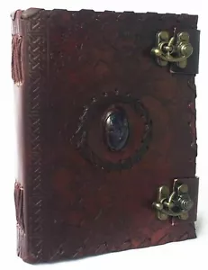 Handmade Embossed Blue Stone Leather Journal Notebook Refillable Sketchbook - Picture 1 of 5