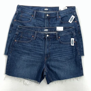Old Navy donna lotto di 2 pantaloncini jeans blu orlo sfilacciato tasche denim 16 nuovi - Foto 1 di 10