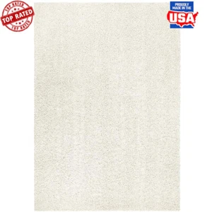 Solid Shag Area Rug Indoor Non-Slip Stain Resistant Home Office Living Room New - Picture 1 of 9