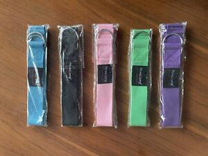 New Colour Yoga strap with D ring Black, Purple, Pink, Blue, Green and Grey