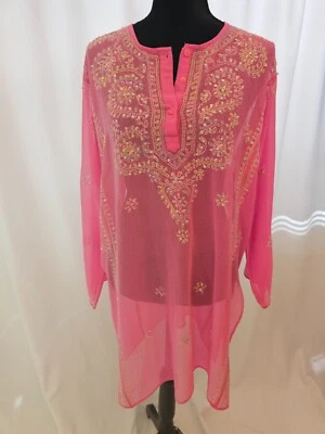 Cubre playa mujer sin marca en rosa con ritmos talla L aprox. Foto 1 de 4