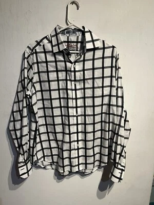 ROBERT GRAHAM Plaid Check Dress Shirt Small Contrast Paris White - Image 1 of 4
