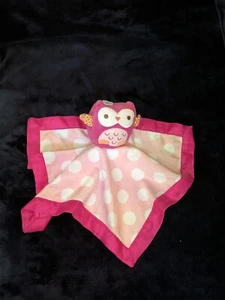 OWL Pink Lovey Plush Satin Trim Baby Security Blanket - Picture 1 of 9