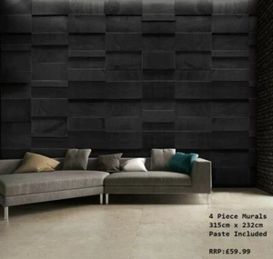 DEFECTO< 1 PARED Piedra LADRILLO DE ROCA Oscura Efecto Realista Gris Negro Elegante FONDO DE PANTALLA - Imagen 1 de 7