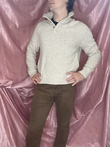 Lucky Brand Men’s Pullover Medium Cream Cotton/Wool Cardigan - Picture 1 of 4