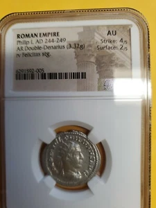 Philip The 1st A.D.244=249.AR.DOUBLE=DENARIUS SILVER NGC HIGH GRADE ANCIENT... - Picture 1 of 12