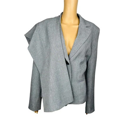 Pantalón KASPER Poliéster 12 Traje 14 Gris Muesca Cuello Forrado Carrera 2 Piezas Nuevo Foto 1 de 4