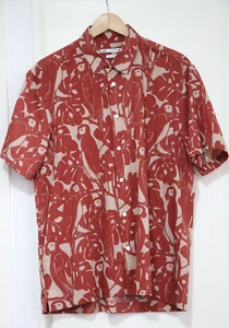 NEW Zara Men's Button Up Shirt Size XL Clay Orange Abstract Parrot Print Casual - Picture 1 of 13