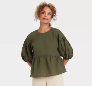 Women's Puff 3/4 Sleeve Top - A New Day, XS - Picture 1 of 4
