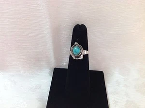 Vintage Turquoise Handcrafted Ring in Sterling Silver Size 5 - Picture 1 of 6