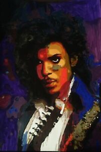 Watercolor Poster Portrait of Prince, handmade