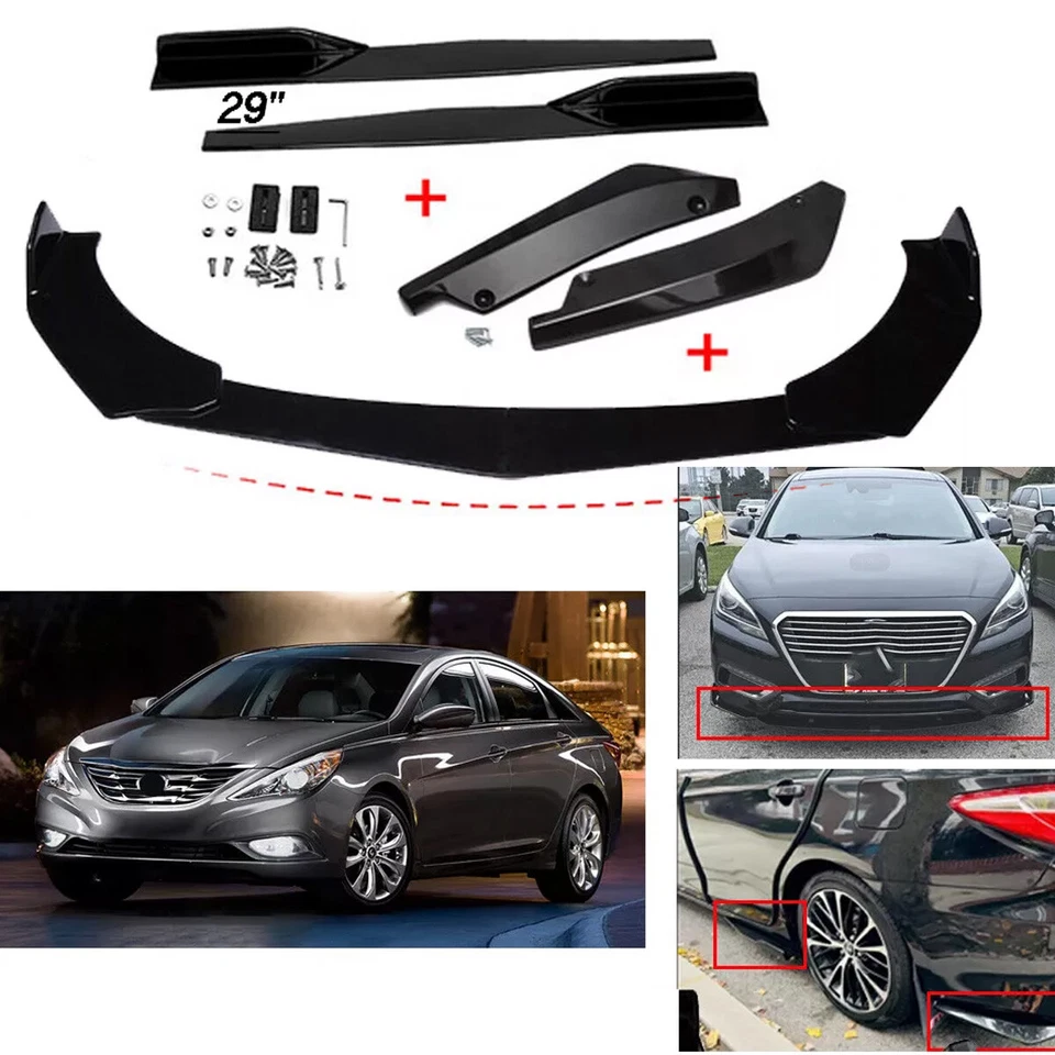 For 2011-2013 Hyundai Sonata Front Bumper Lip Spoiler+29"Side Skirts+Rear Lip — 第 1/4 张图片