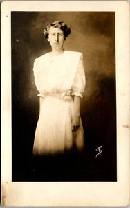 Vintage RPPC Photo Postcard Stern Looking Lady in Glasses Early 1900s - Picture 1 of 3