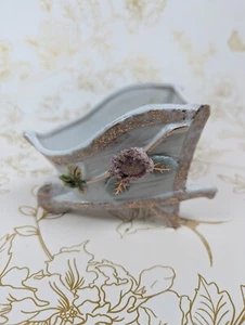Porcelain Wheelbarrow Decor With Raised Flower And Gold Etching Vintage - Picture 1 of 11
