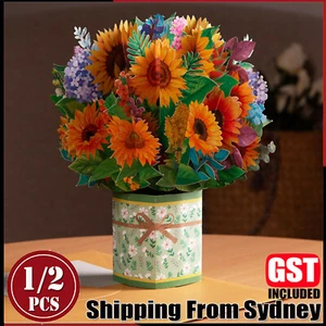 1/2PCS Giant Bouquet Mixed Flower Pop-Up 3D Gift Card Greeting Birthday Festival - Picture 1 of 13