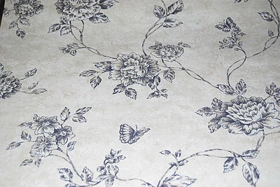 Rollo Papel Pintado Vinilo Negro sobre Beige Westchester Floral y Mariposa W1039 Foto 1 de 4