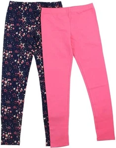 Vigoss Girls 2 Pack Soft Cotton Leggings Variety Colors, Sizes 14,10/12,7/8, 5/6 - Picture 1 of 6